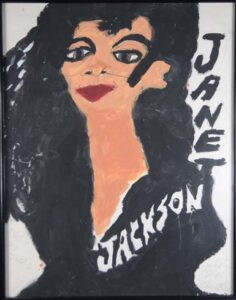 "Janet Jackson" c. '92 by Artist Chuckie Williams acrylic on poster paper 29.25" x 23.5" black frame / glass $425 #00410