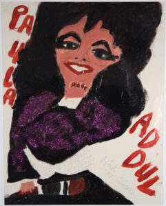 "Paula Abdul - Bill Cosby" (verso) c. '92 acrylic on poster paper 36.5" x 30.75 x 1.5" black frame/glass $500 #00412