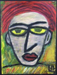 "Red Haired Boy" by Pak Nichols acrylic and charcoal on artist canvas 24"x 18" unframed $425 #6277