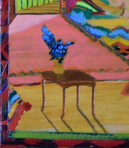 "My World" by Don Gahr oil on incised wood 18.75" x 40" artist's frame $2000 #6434