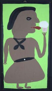 "Willie Mae with Ice Cream" c. 1986 house paint on wood 23.75" x 13" $700 #12524