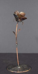 "Rose of Love" by Ray Bellew welded found metals 10.5" x 4.25" x 4.25" $200 #12696