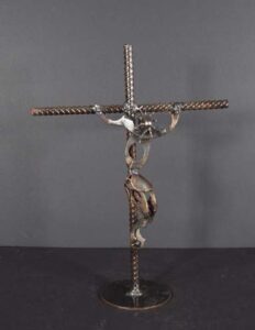 "Crucifiction" by Ray Bellew welded found metals 15" x 12" x 6.5" $475 #12830