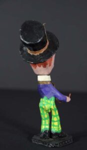 "Mad Hatter and March Hare" by Hope Atkinson acrylic on papier mache with found objects 9" x 3" x 3" & 7.5" x 3" x 4" $500 #13059