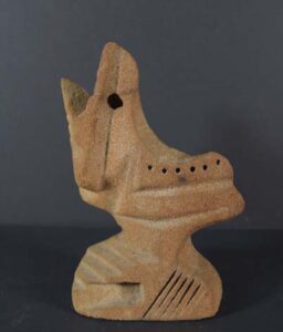 "Mother and Child" c. 1992 slight repair, unsigned by Lonnie Holley carved light sandstone 11" x 8" x 5" $2000 #13243