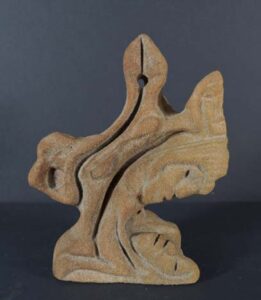 "Mother and Child" c. 1992 slight repair, unsigned by Lonnie Holley carved dark sandstone 11" x 8" x 5" $2000 #13243