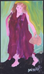 "Shopping" 2007 by Woodie Long acrylic on paper white 8 ply mat, black frame 11" x 6.5" $280 #13265