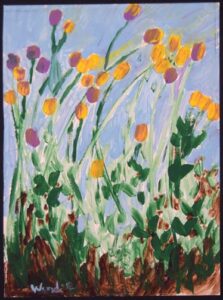 "Mama's Flower Garden" by Woodie Long acrylic on paper unframed 11.25" x 8.25" $300 #13270