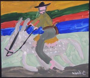 "On the Run" by Woodie Long acrylic on paper unframed 11.5" x 13.25" $350 #13271