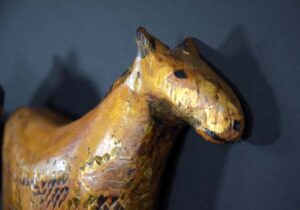 "Three Horses" by Don Gahr painted carved wood 19.5" x 43" x 7" $3200 #4493