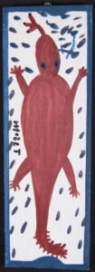 "Red Lizzard" by Mose Tolliver house paint on wood unframed 7.5" x 22" $800 #13294