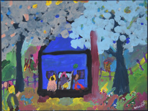 "Blue House" c. 1992 by Woodie Long acrylic on paper 18" x 24" unframed $1000 #13346