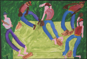 "Baseball Game" d. 2009 by Woodie Long acrylic on paper 15.5" x 23" unframed $450 #13352