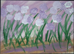 "Mama's Flowers" c. 1989 by Woodie Long acrylic on paper 17 5/8" x 24" unframed $500 #13362