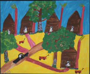 "Sharecroppers" d. 2009 by Woodie Long acrylic on paper 19" x 23" unframed $850 #13363