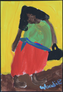"Woman with Purse" c. 2009 by Woodie Long acrylic on paper 10" x 6.75" unframed $180 #13367