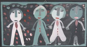 "Doing the Electric Slide" c. 1989 by Mose Tolliver house paint on wood 17" x 32.75" $1