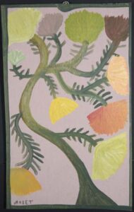 "Tree of Life" c. 1989 by Mose Tolliver house paint on wood 26.75" x 16.5" $1500 #13370