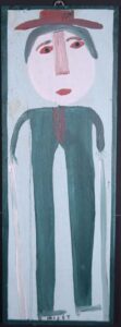 "Self Portrait" c. 1989 by Mose Tolliver house paint on wood 31.25" x 11" $1800 #13372
