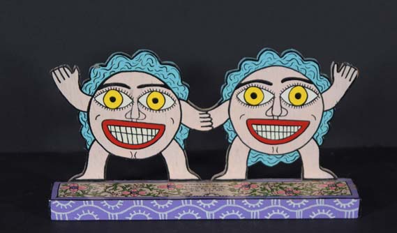 "Loveiloons" #2081 by Michael Finster Provenance" Marshall Hahn enamel paint on cut out wood 5.5" x 10.75" x 2" $250 #13405