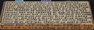 "Armadillo" #16,119 Sept 8, 1990 by Howard Finster Provenance: Marshall Hahn enamel paint & marker on wood cutout 5.25" x 11" x 3.5" $700 #13407