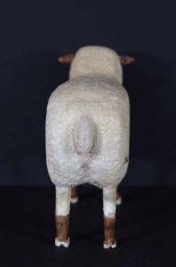 White Lamb d. 1989 by Ned Cartledge Provenance: Marshall Hahn painted carved wood 7.75" x 4" x 11.5" $1100 #13410