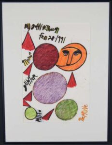 "Planet Drawing" Feb. 28, 1991 by John R Mason Provenance Marshall Hahn paint, marker on paper 17" x 11.5" unframed $200 #13413