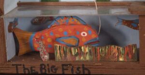 "The Big Fish" by Tubby Brown acrylic on wooden shapes 13.5" x 19.25" x 5.5" $700 #13419 Provenance: Marshall Hahn