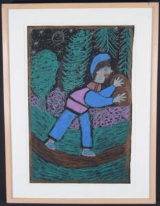 Man Outside by anonymous pastel on black paper 19.5" x 13" in natural wood frame $300 #13425 provenance: Marshall Hahn