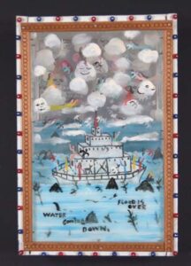 "Noah's Ark" Diorama #4521 June 27 1985 by Howard Finster paint on plexiglass, wood 15.75" x 10.5" x 3.75" $6000 #13432 Provenance: Marshall Hahn