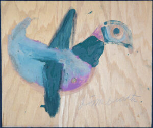 "Bird" c. 1989 by Jimmie Lee Sudduth paint and mud on plywood 13" x 15.5" unframed $1000 #13436 Provenance: Marshall Hahn