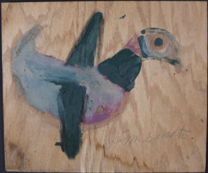 "Bird" c. 1989 by Jimmie Lee Sudduth paint and mud on plywood 13" x 15.5" unframed $800 #13436 Provenance: Marshall Hahn