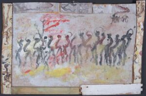 Untitled (Celebration) c. 2001 by Purvis Young mixed media on wood and found objects 19.5" x 29.5" $4000 #13439