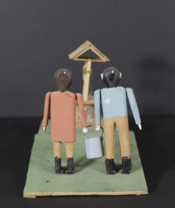 Jack and Jill" c. 1995 unsigned carved painted wood 9" x 15.75" x 7.5" $575 #13458 Provenance: Myron Shure