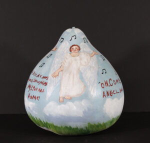 Angel Gourd by Myrtice West acrylic on gourd 11" x 10.5" x 10.5" $400 #13463