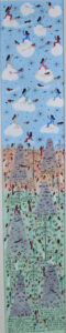 "The Land of the Holy Angels - The Art of the Last Days to Cover the Earth" #14.000.195 dated April 3, 1990 by Howard Finster paint and marker on wood 26.5" x 36" in ornate gold leaf frame $4600 #13496