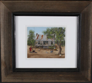 Untitled by Jean Lake gouache, ink on paper 6.75" x 8.25" matted in 8 ply white museum mat with rustic frame $2700 #13505