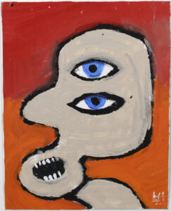 "Funny Head" by Pak Nichols acrylic on paper 10.5" x 8.25" mounted of white mat board $200 #13523