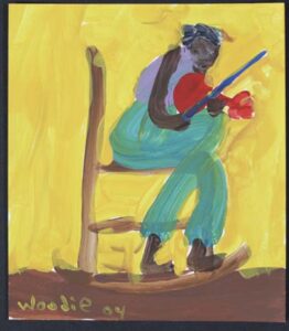 Fiddler" dated 2004 by Wodie Long	acrylic on paper	7.5" x 6.5"	white 8 ply mat in black frame	$400 #13534