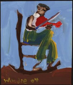 "Fiddler" dated 2004 by Woodie Long acrylic on paper 6.5" x 5.5" unframed $400 #13539