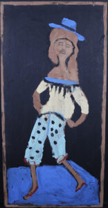 "Sassy Lady" c. 1997 by Jimmie Lee Sudduth paint, mud on wood	48" x 24" unframed $1500 #13591