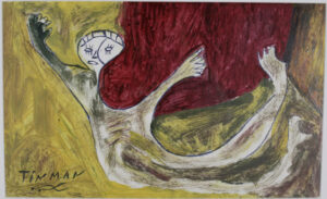 "Laid Down in the Red" by Charlie Lucas acrylic on paper	13.25" x 21.5" in white mat with natural walnut frame
$600 #13592