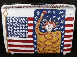 Statue of Liberty Suitcase c. 88 by B.F. Perkins acrylic on found suitcase	18.5" x 24.5" x 6.25" unframed
$1000 #13595