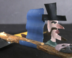 Man in Airplane
 by anonymous painted tin cut out with wood	5.5" x 16" x 16"	unframed	
$500 #13596