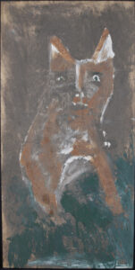 Toto" c.1984 by Jimmie Lee Sudduth mud, paint on board in black floater frame 25" x 12.5" $4000 #13621