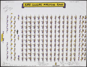 "Edna Karr High School Cougars Marching Band" by Dapper Bruce Lafitte permanent ink, markers on acid free paper 18" x 24" unframed $2400 #13647