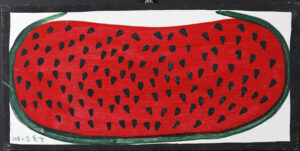 "Texas Watermelon" c. 1997 by Mose Tolliver house paint on wood 12" x 24" $1260 #13658