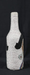 Haitian Sequined Bottle (Lwa Bosson) sequins on glass bottle 11.25" x 3" x 3" $200 #13666