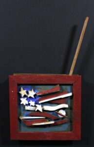 "Flag with Secret Compartment" signed on back by Ab the Flagman acrylic on wood 7" x 7.5" x 1.25" $250 #13667