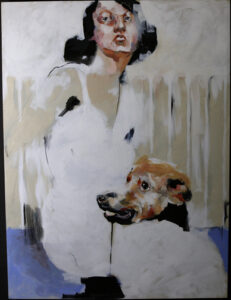 Spencer Herr's painting of a lady with a dog